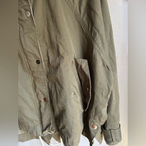 Zara Olive Green Women's Fabric Hooded Jacket - Picture 2 of 9